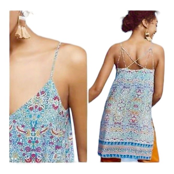 Anthropologie Maeve Meret Green Paisley Silk Tunic Top Womens Size 2 NWT $118 - Picture 3 of 16